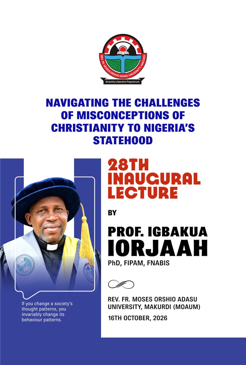 28th Inaugural Lecture Monograph Cover - Prof. Igbakua Iorjaah